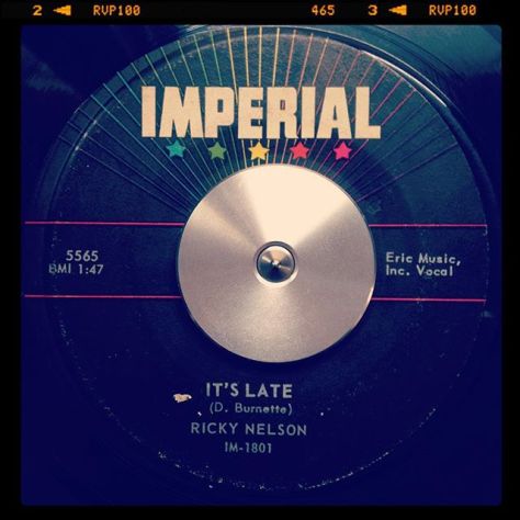 Random Record Pick: Ricky Nelson, It's Late / Never Be Anyone Else But You #vinyl #instavinyl #45rpm #rockabilly #rickynelson