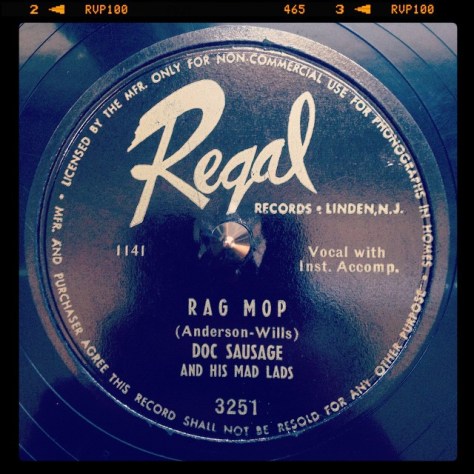 Random Record Pick: Doc Sausage and his Mad Lads, Rag Mop / You Got Me Cryin' #vinyl #78 #jazz #swing