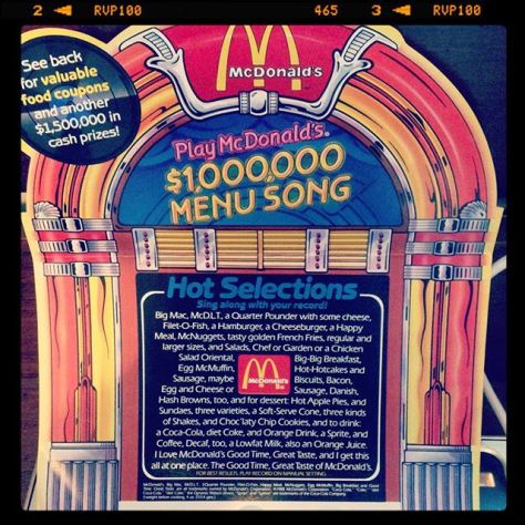 Random Record Pick: Play McDonald's $1,000,000 Menu Song #vinyl #instavinyl #vinylgram #mcdonalds #promovinyl