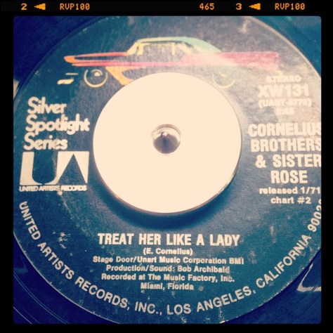 Random Record Pick: Cornelius Brothers & Sister Rose, Treat Her Like A Lady / Over At My Place #vinyl #45 #soul #familyband