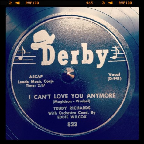 Random Record Pick: Trudy Richards, I Can't Love You Anymore / The Breeze #vinyl #78 #jazz #swing