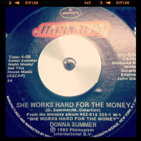 Random Record Pick: Donna Summer, She Works Hard For The Money / I Do Believe #vinyl #45 #donnasummer #rnb