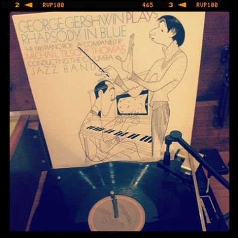 Vinyl record of George Gershwin Plays Rhapsody in Blue.
