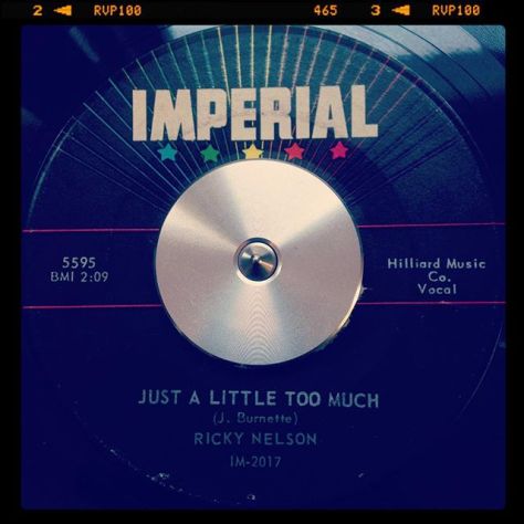 Random Record Pick: Ricky Nelson, Just a Little Too Much / Sweeter Than You #vinyl #45rpm #rockabilly #rickynelson