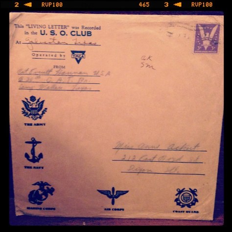Random Record Pick: This "Living Letter" was Recorded I. The U.S.O Club At Galveston, Texas #vinyl #78 #military #uso